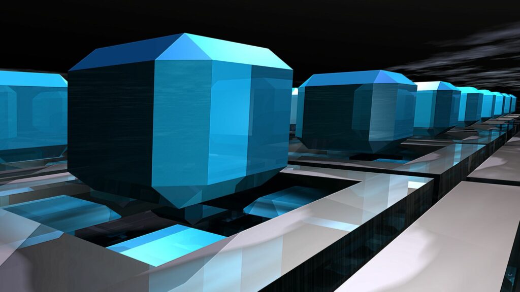 Futuristic Blue Geometric Shapes Wallpaper - 1920x1080 Background
