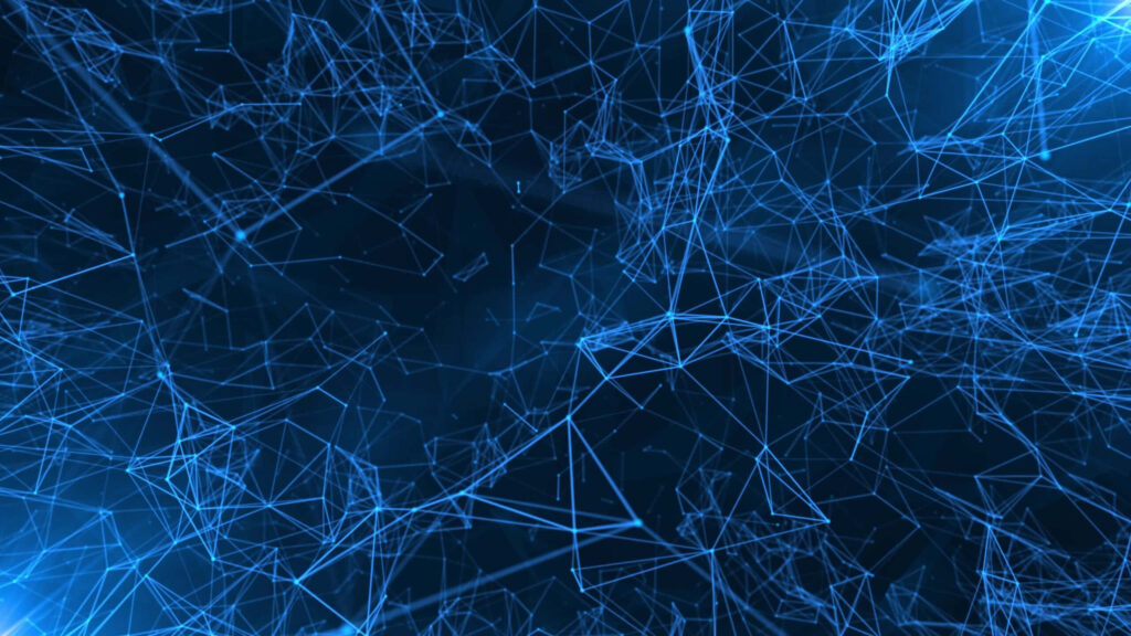 Futuristic Blue Triangle Pattern Wallpaper on Dark Background
