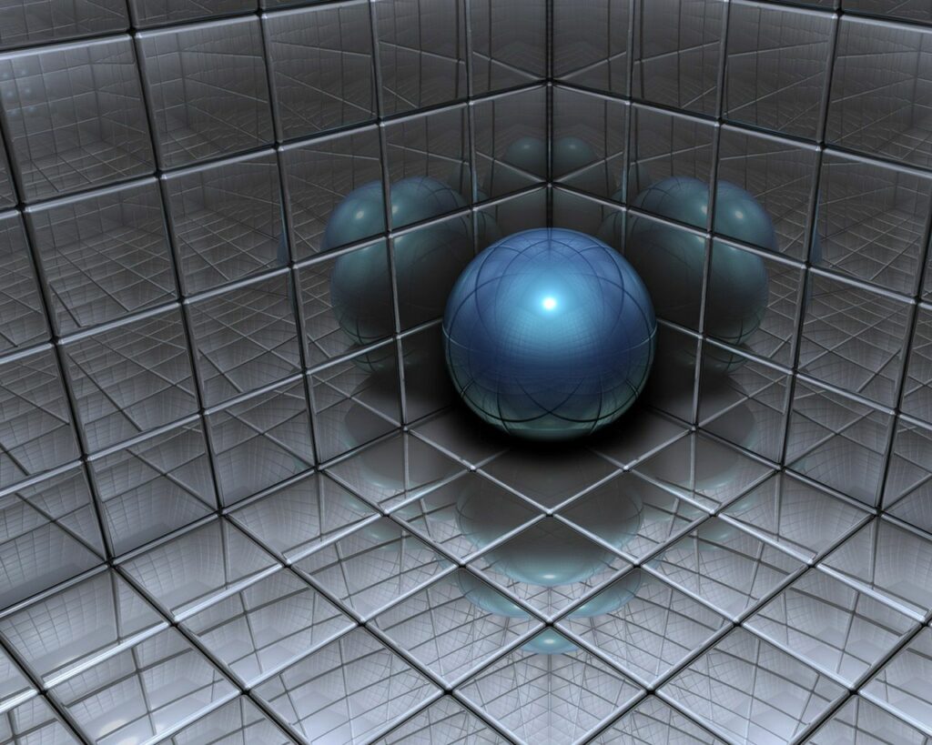 Futuristic Metallic Sphere Wallpaper - 1280x1024 Reflective Grid