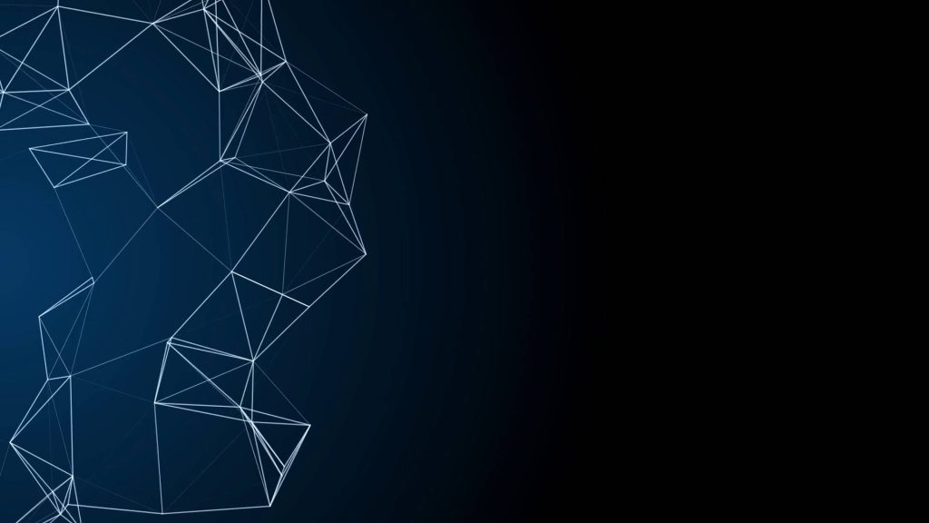 Futuristic blue plexus network with white lines and nodes on dark tech gradient background wallpaper
