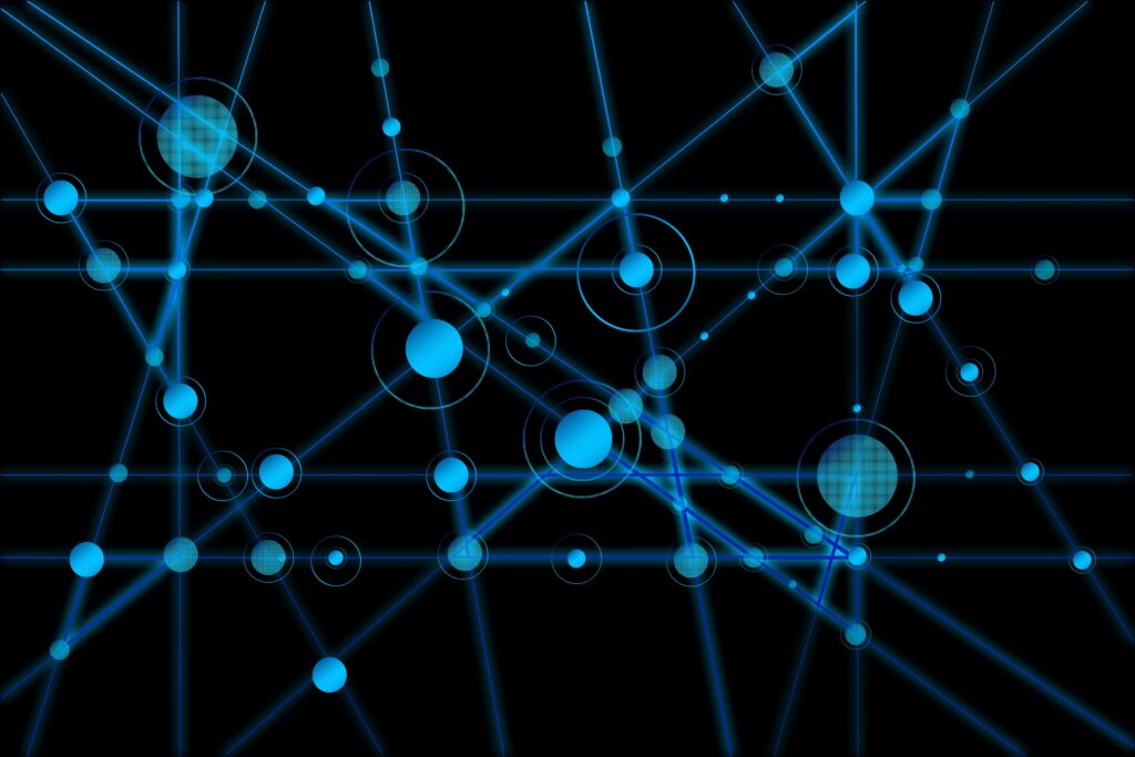 Futuristic Blue Circles Plexus Wallpaper - 6000x4000 Background