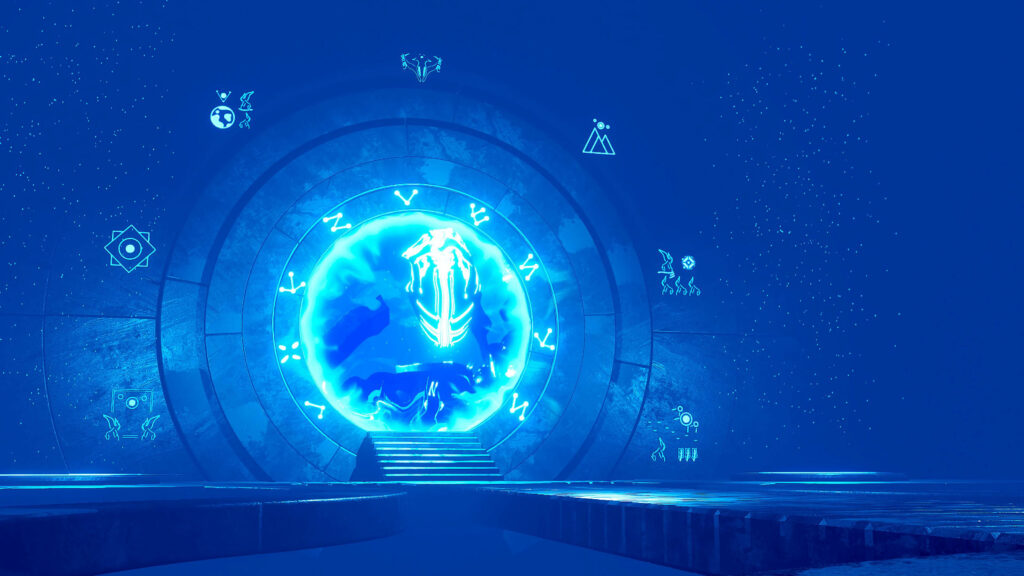 Cosmic Tech Wallpaper: Glowing Blue Portal with Futuristic Energy