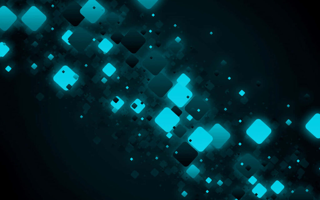 Futuristic Abstract Wallpaper: Glowing Blue Squares on Dark Background