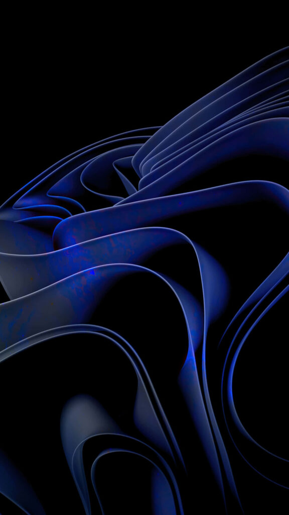 Futuristic Blue Wave Wallpaper: Glossy Abstract Design on Dark Background