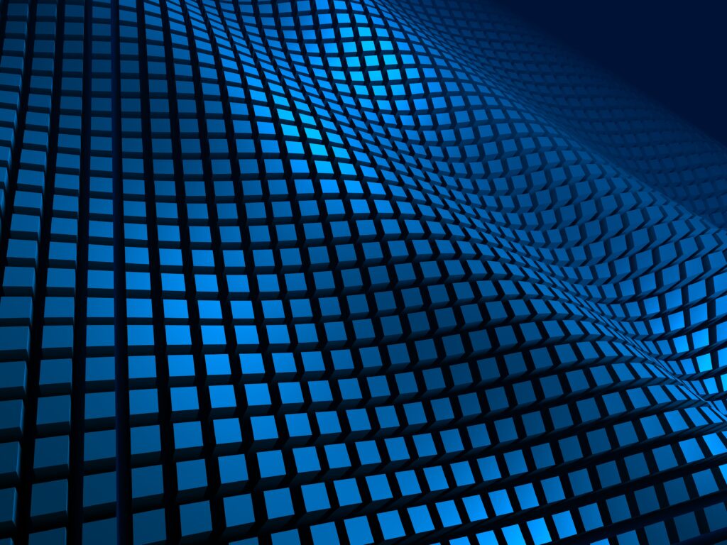 Futuristic Blue and Black Grid Wave Pattern Wallpaper - High Resolution