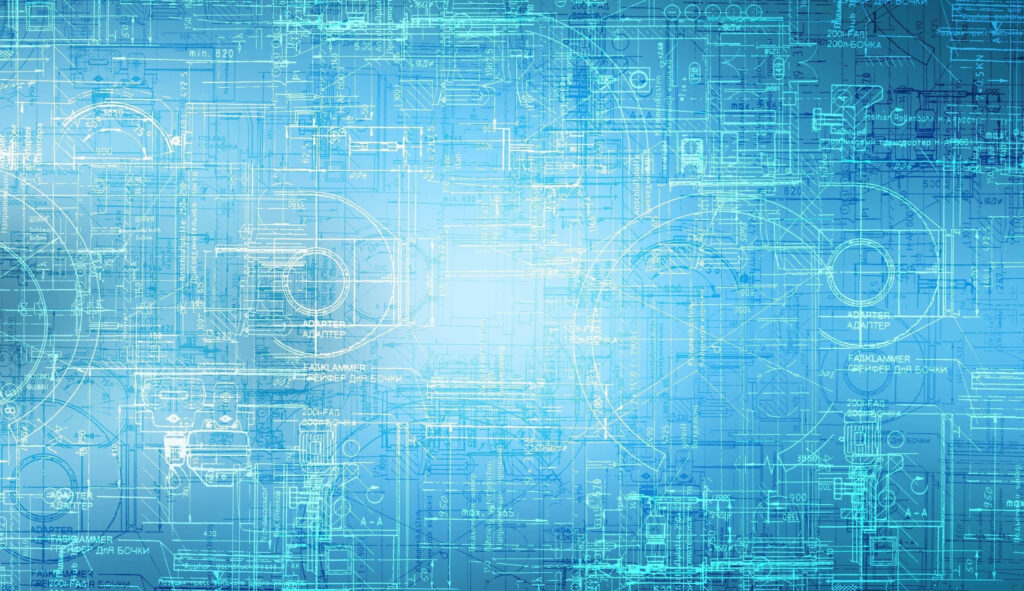 Futuristic Blueprint Wallpaper: Intricate Tech Schematics & Blue Glow