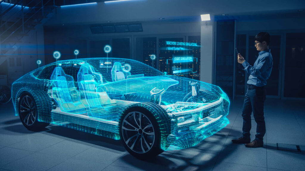 Futuristic Car Dashboard Wallpaper: Advanced Holographic Design