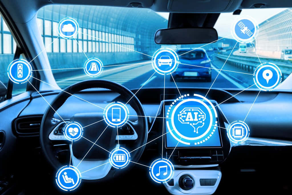 Futuristic Car Dashboard Wallpaper: Smart AI Interface Design