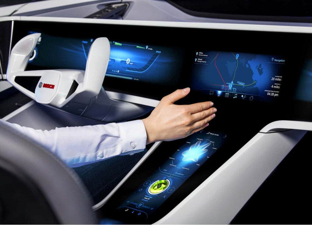 Sleek Futuristic Car Dashboard: Advanced Tech Features Wallpaper