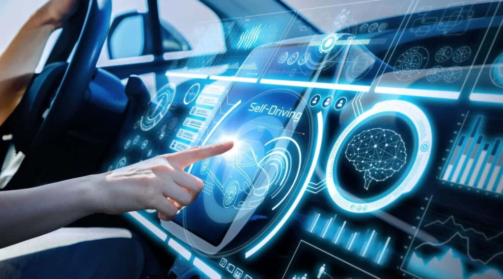 Futuristic Car Interior: High-Tech Dashboard & Holographic Displays Wallpaper