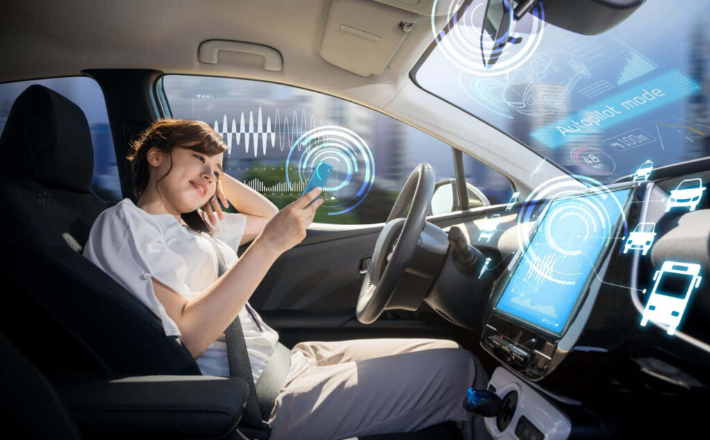 Futuristic Car Interior Wallpaper: Holographic Dashboard & Autopilot