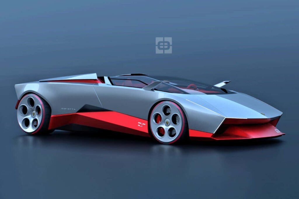 Futuristic Car Wallpaper: Sleek Design in Silver and Red Colors