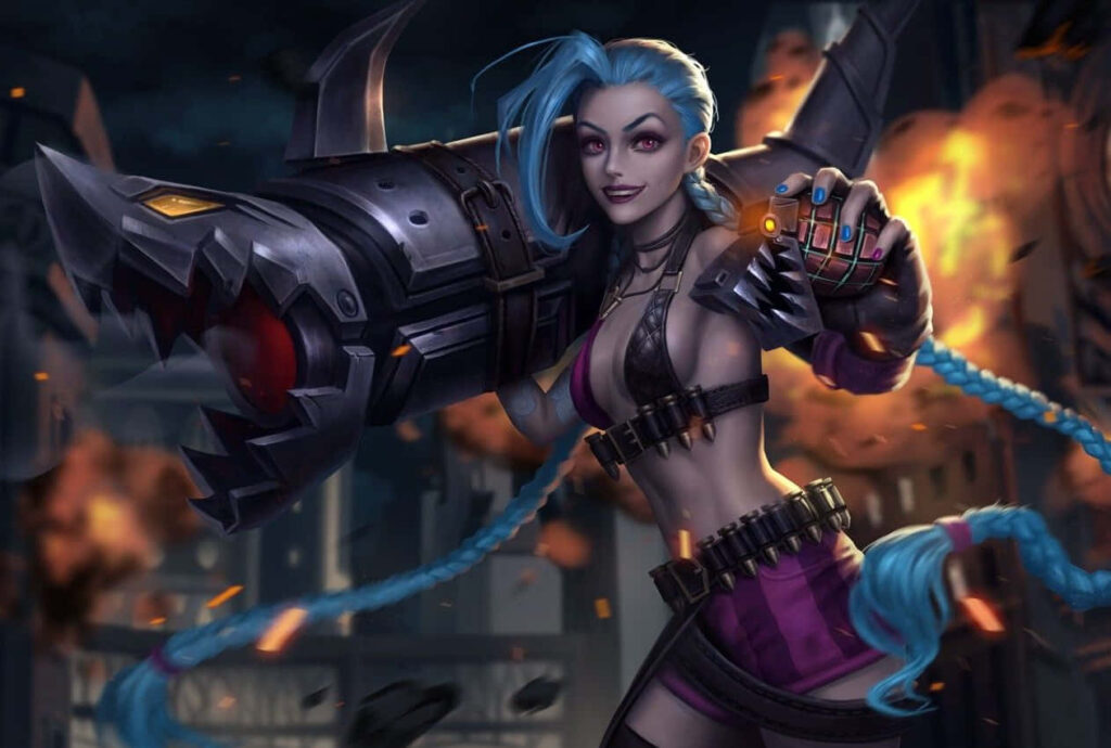 Futuristic Gamer Wallpaper: Energetic Character in Fiery Chaos