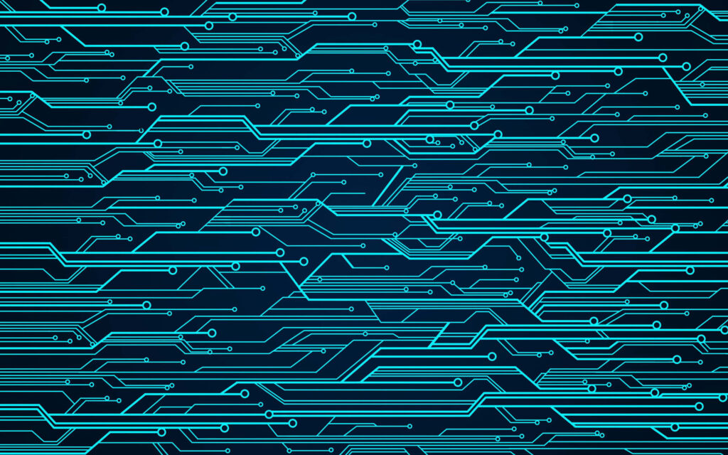 Futuristic Circuit Board Wallpaper: Glowing Blue Tech Design