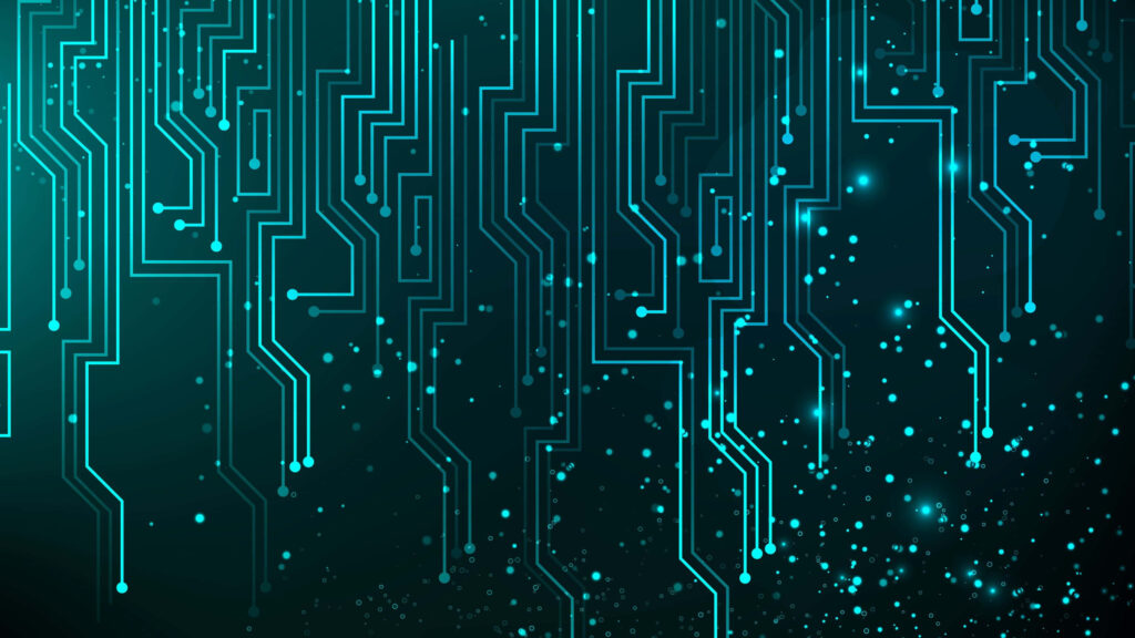 Futuristic Circuit Wallpaper: High-Tech Design on Dark Background