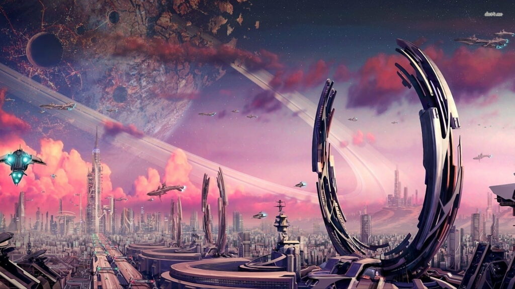 Futuristic Urban Oasis: A Stunning Architectural Masterpiece in High-Definition Wallpaper
