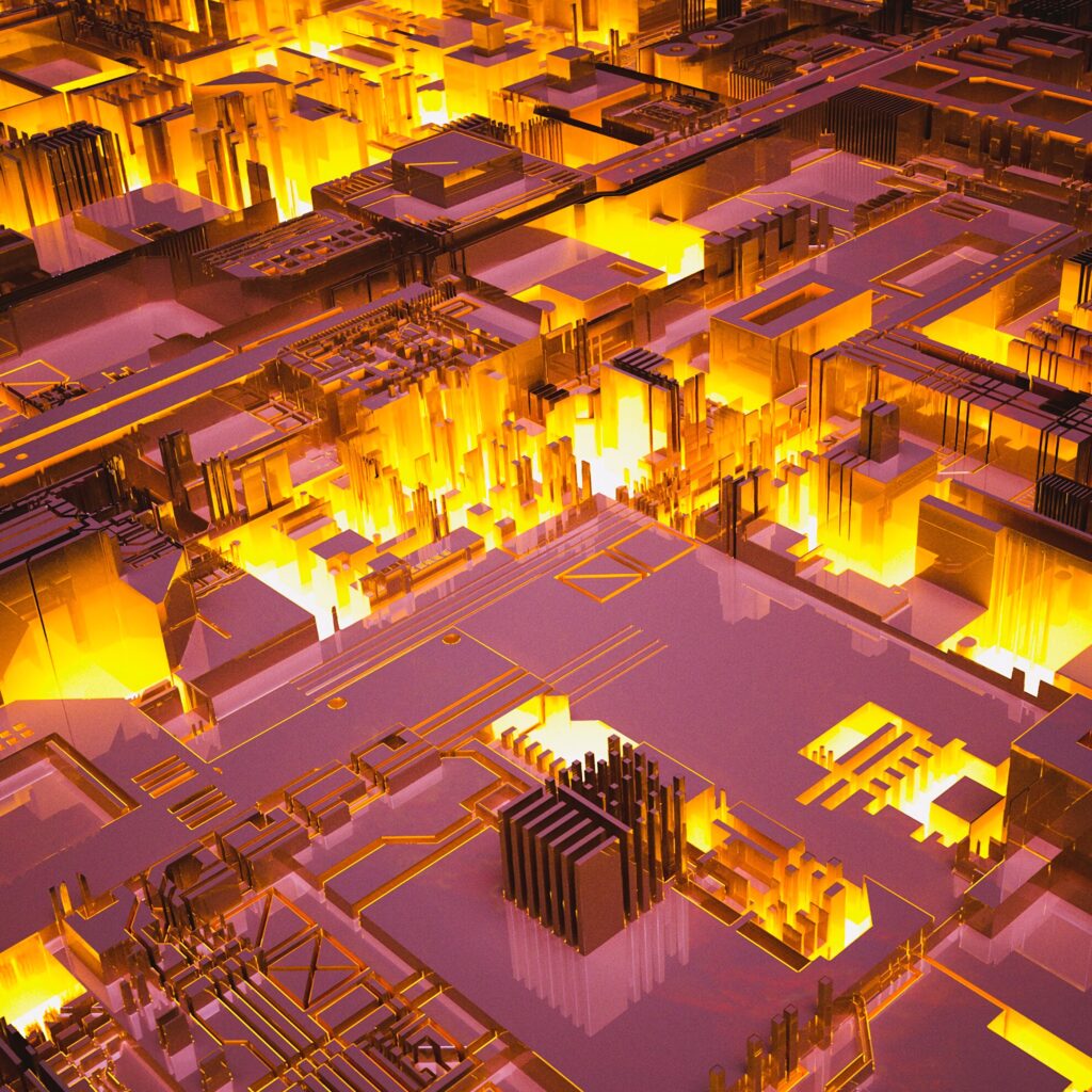 Futuristic Cityscape Wallpaper: 3D Rendered High-Res Background