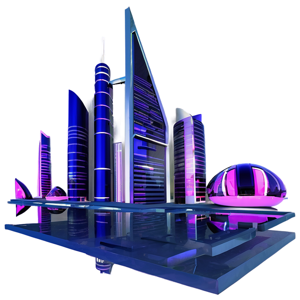 Vibrant Futuristic Cityscape: Neon Skyscrapers Wallpaper Background