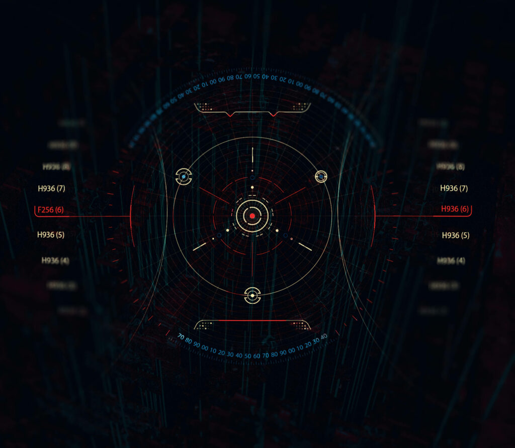 Futuristic Computer Interface Wallpaper with Glowing HUD Design