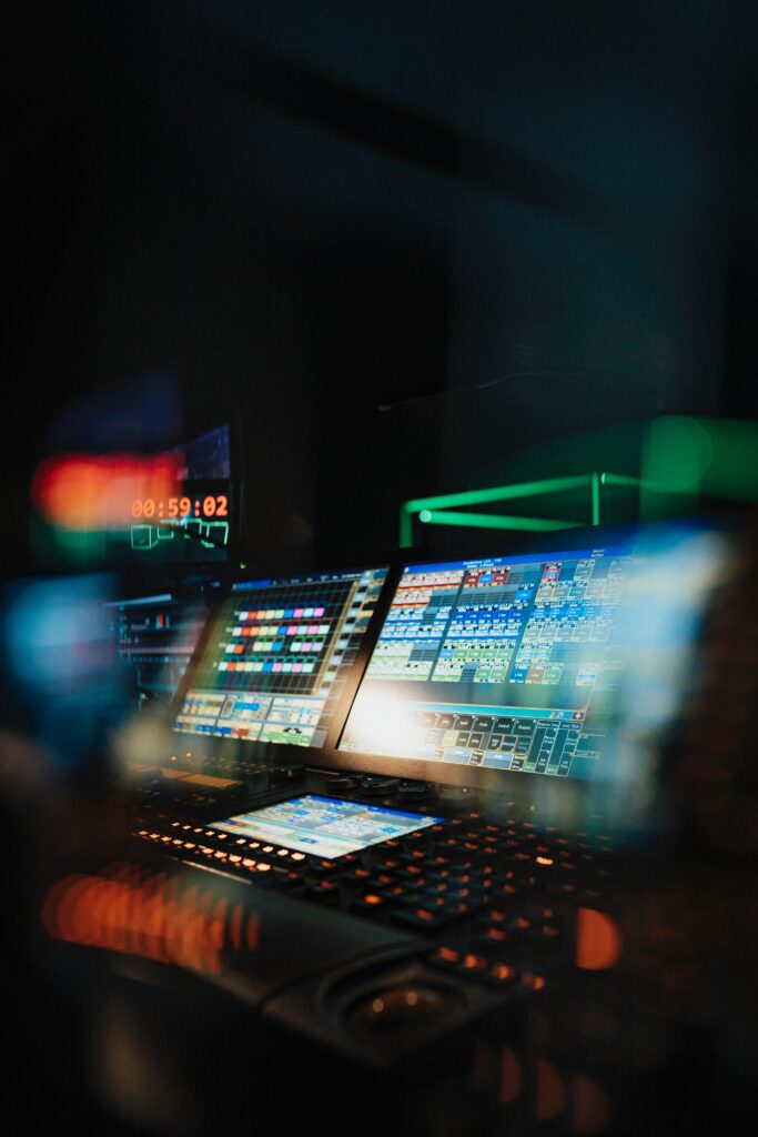 Futuristic Control Panel Wallpaper: Dimly Lit High-Tech Design
