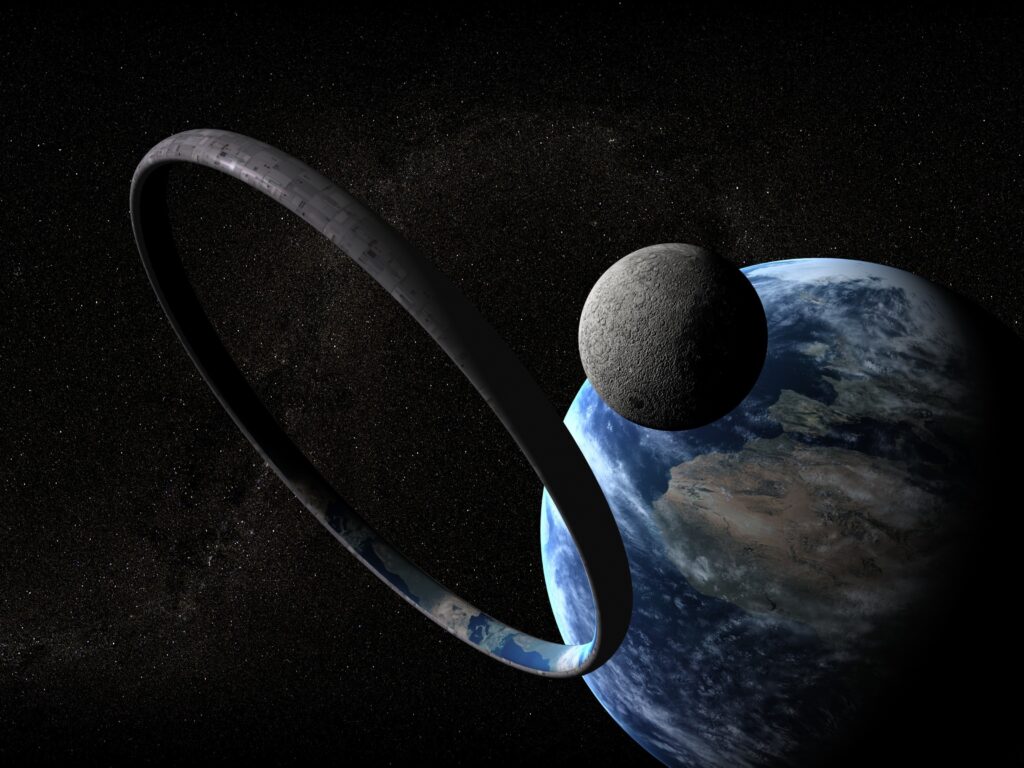 Futuristic Cosmic Wallpaper: Earth, Rings & Space Scene Background