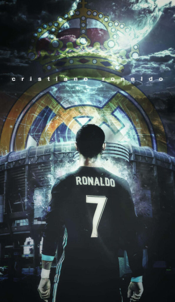Futuristic Cristiano Ronaldo Wallpaper: Iconic 7 Jersey & Stadium Glow