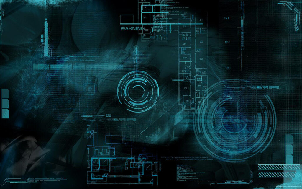 Futuristic Cyber-Themed Wallpaper: Digital Circuits & Holographic Design
