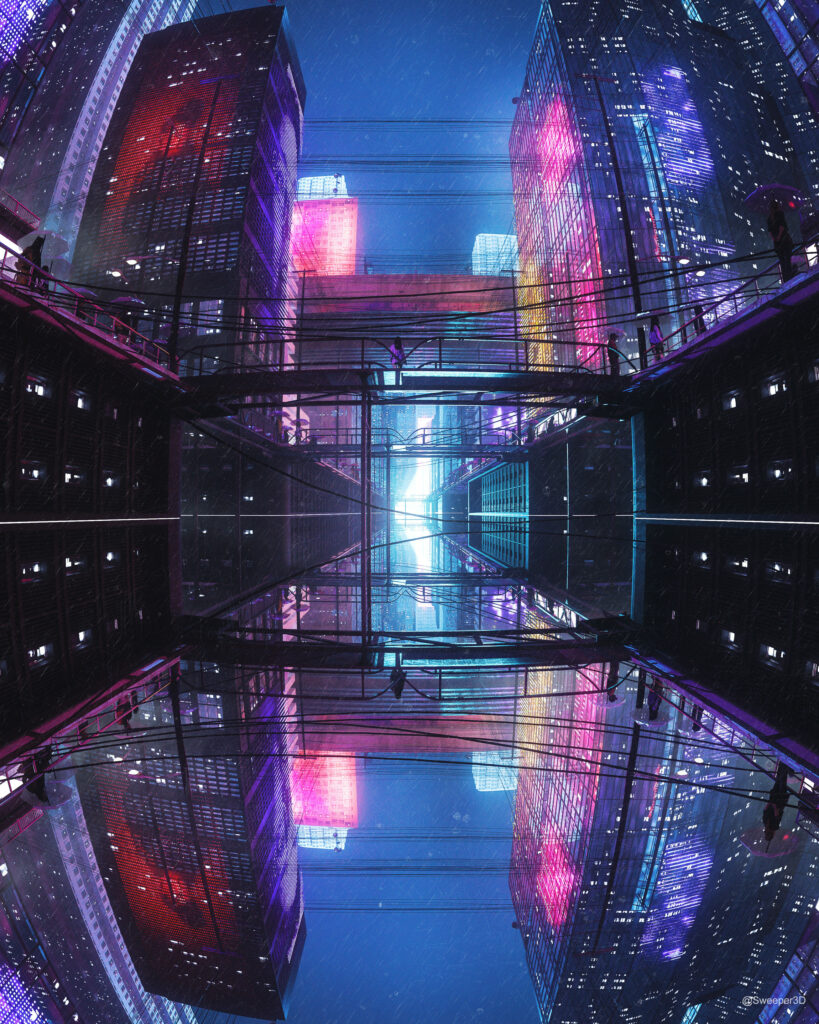 Futuristic Cyberpunk Cityscape Wallpaper with Neon Lights
