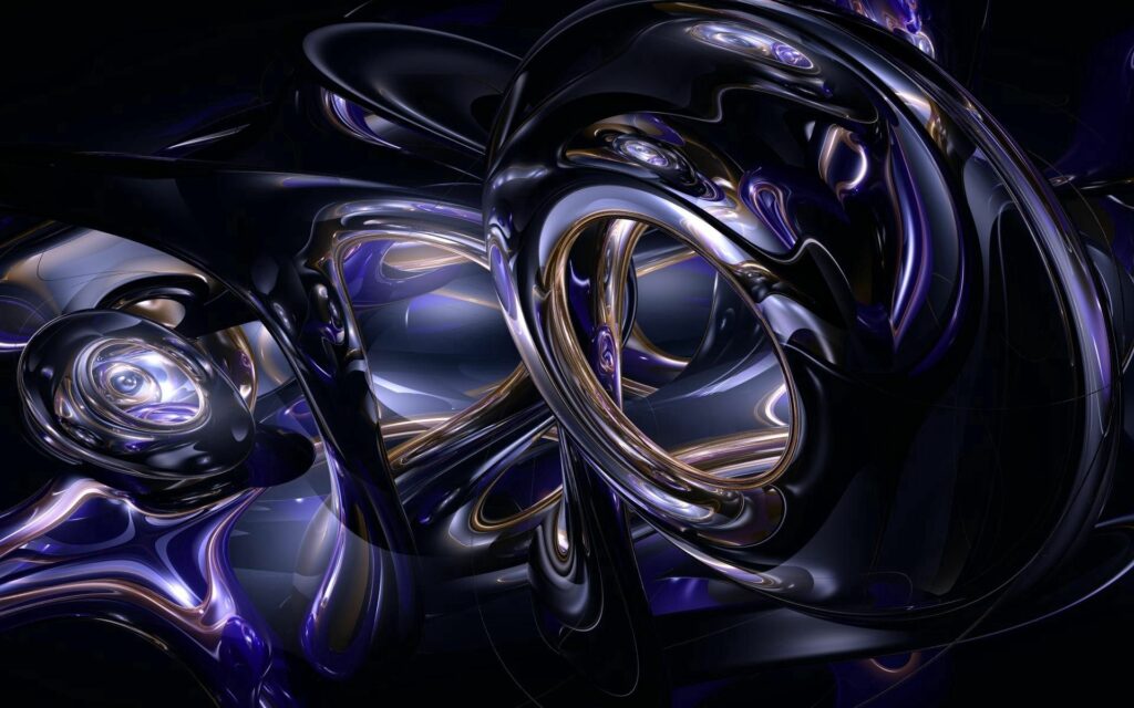 Futuristic Dark Metallic Wallpaper with Intricate Reflections