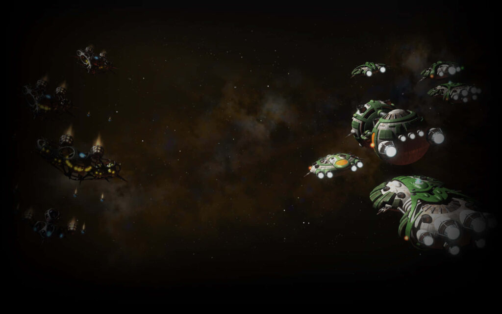 Futuristic Space Battlefield Wallpaper: Dynamic Attack Formation