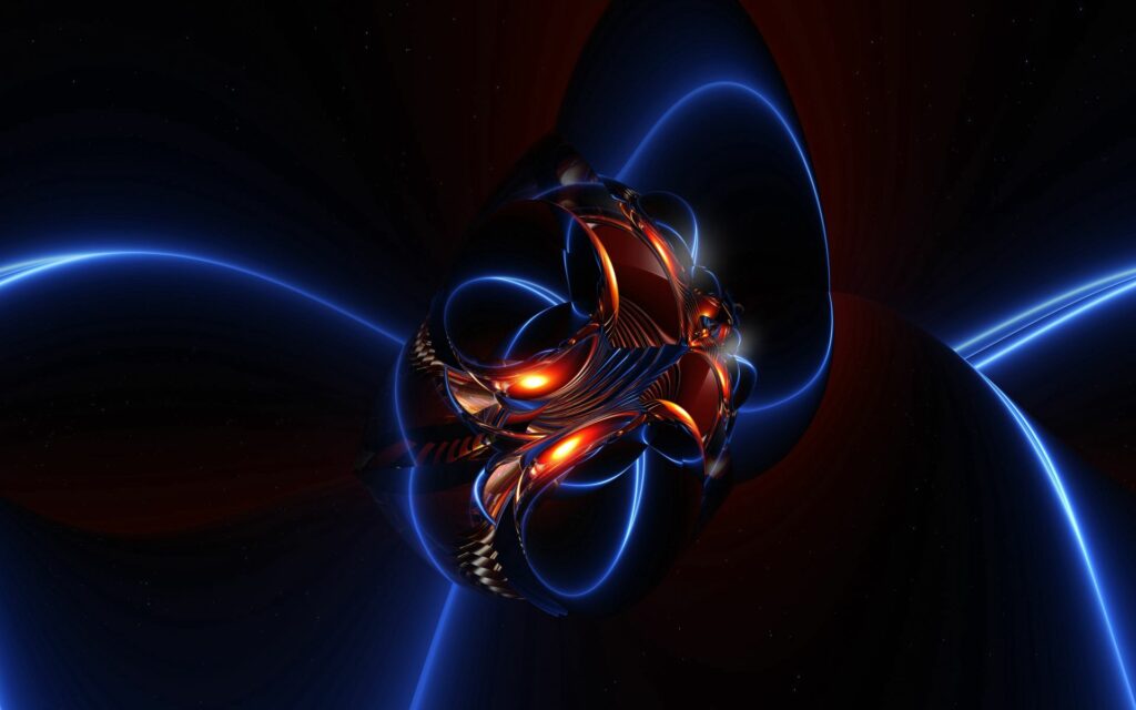 Futuristic Dark Wallpaper with Luminous Lines and Metallic Focus