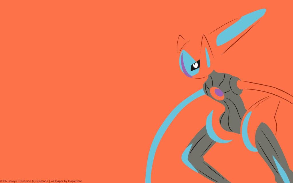 Vibrant Deoxys Minimalist Wallpaper: Futuristic DNA Pokémon Design