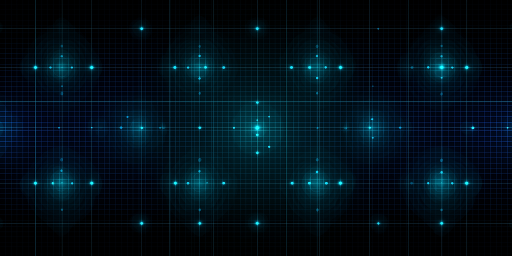Futuristic digital grid wallpaper with glowing cyan nodes on a deep black geometric mesh background