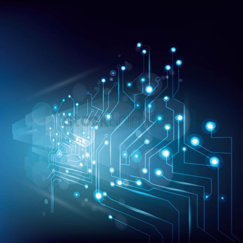 Futuristic Digital Wallpaper: Illuminated Circuits & Nodes Background