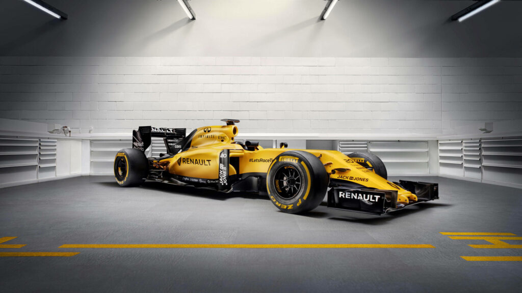 Zooming in the Future: Captivating Audience as Formula One Car Soars in Futuristic Race Wallpaper