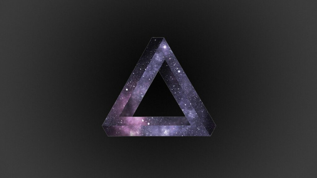Futuristic Dark Gradient Background with Galaxy Triangle Design Wallpaper