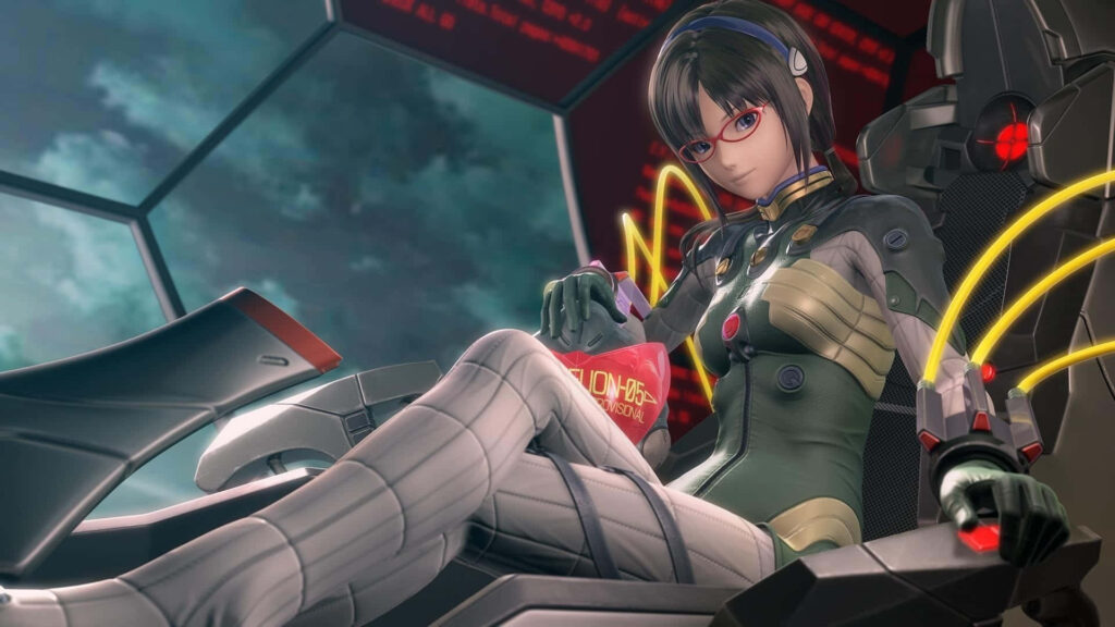 Futuristic Gamer Wallpaper: Confident Character in High-Tech Chair