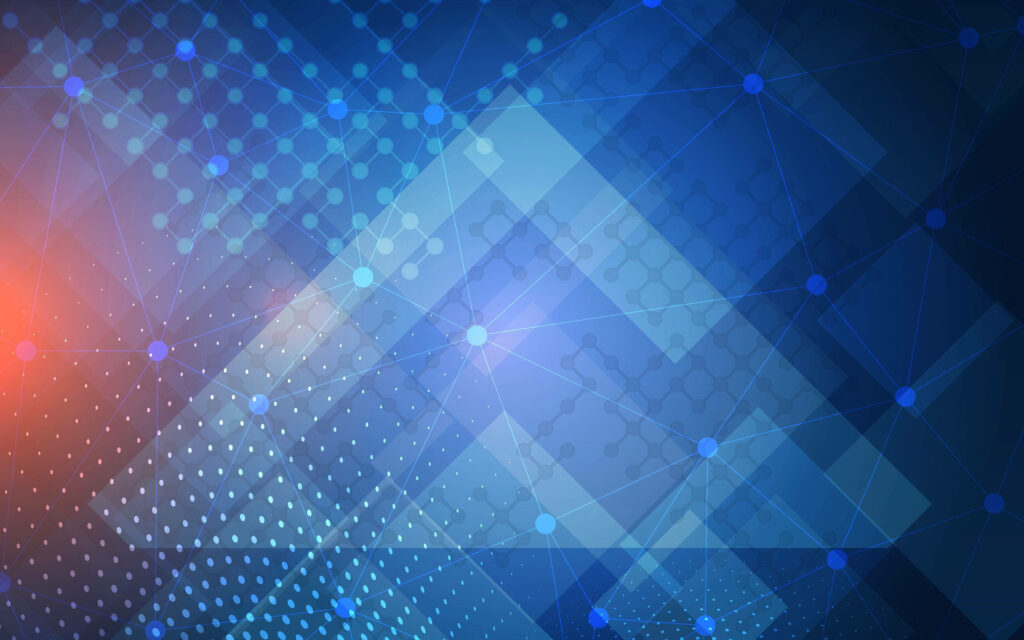 Futuristic Blue Geometric Wallpaper: Techno Design with Depth