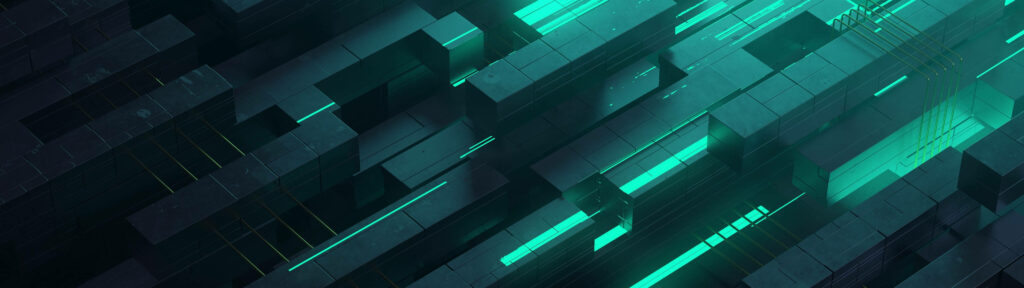 Futuristic Geometric Wallpaper: Dark Metallic with Blue-Green Accents