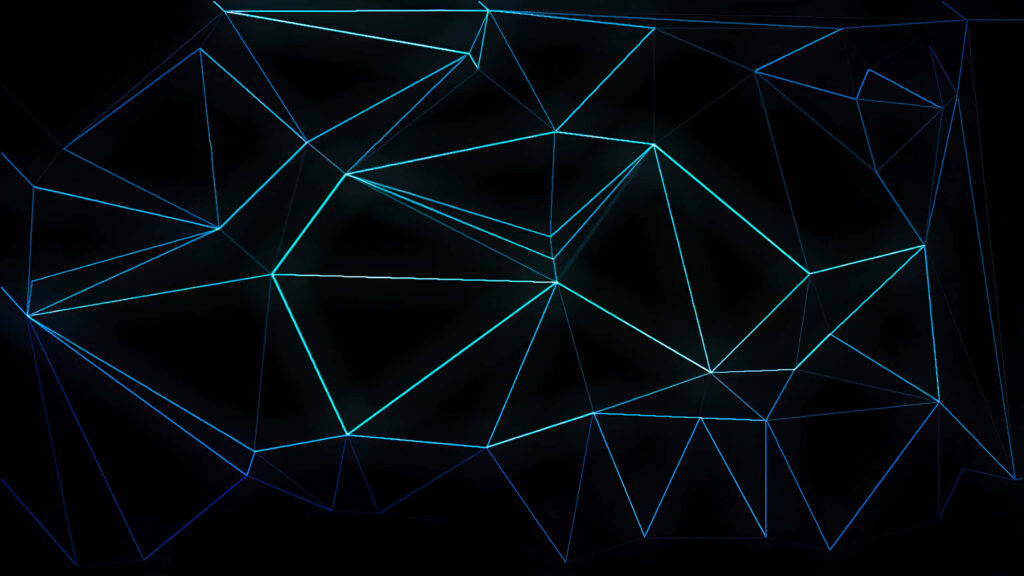 Futuristic Geometric Wallpaper: Glowing Triangles on Dark Background
