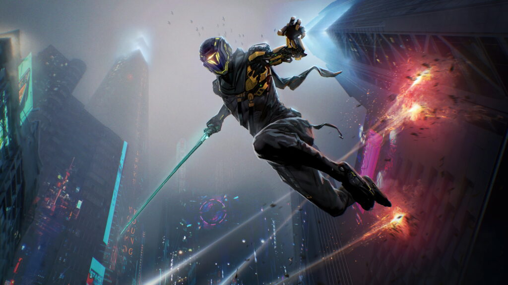 Futuristic Blade Runner: A Cyberpunk's Odyssey in the Ghostrunner's Realm Wallpaper