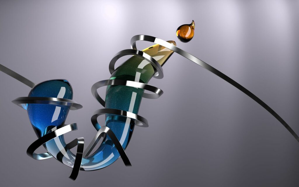 Futuristic Glass and Metal Helix Wallpaper - Dynamic Digital Art