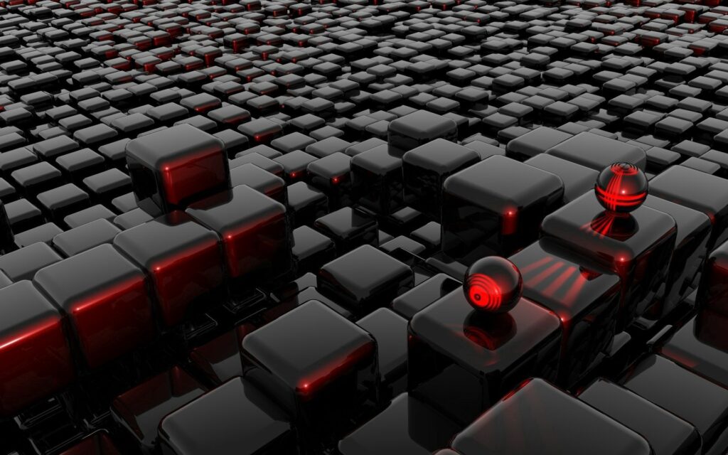 Futuristic Glossy Cubes with Red Accents – Stunning 1920x1200 Wallpaper
