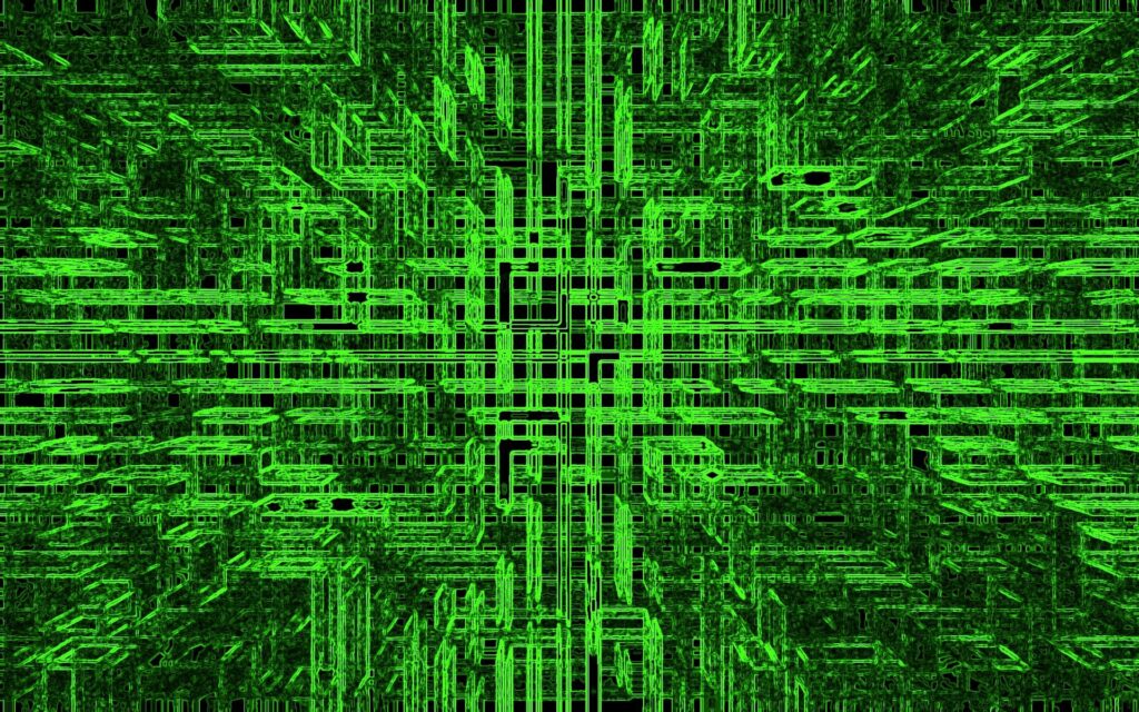 Futuristic Green Grid Wallpaper - Dynamic Digital Matrix Background
