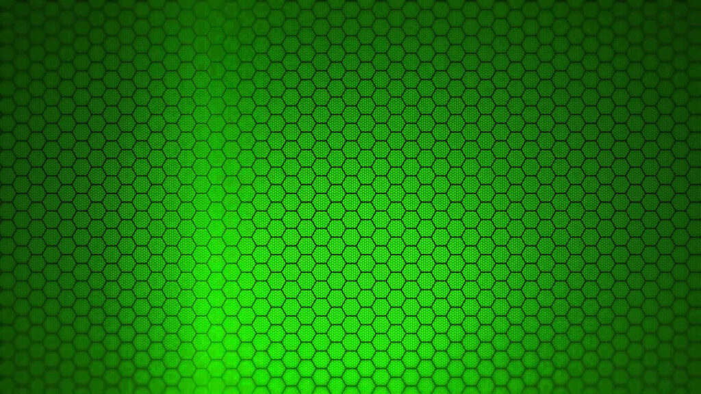 Futuristic Green Hexagonal Wallpaper with Glowing Gradient Effect