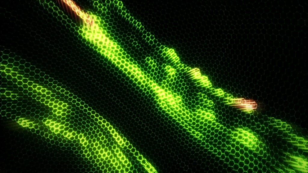 Futuristic Green Neon Hexagonal Pattern Background Wallpaper