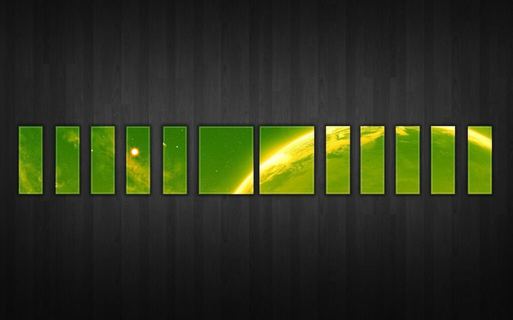 Futuristic Green Planet Wallpaper - Segmented Panoramic Image 1920x1200
