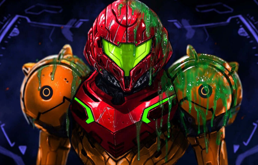 Futuristic Robot Wallpaper: Vibrant Green & Red Design with Glow