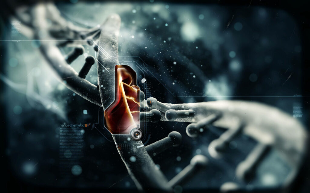 Futuristic HD Nanotechnology Wallpaper: Glowing Molecular Design