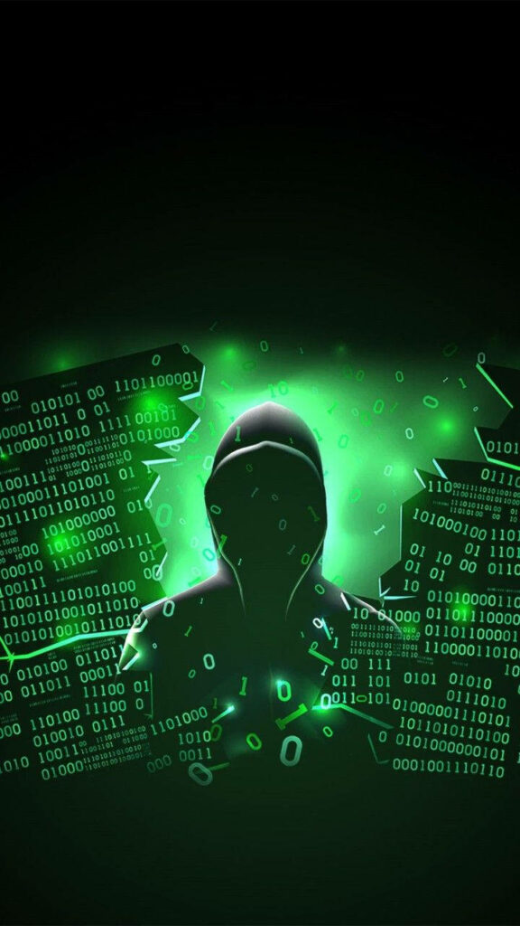 Futuristic Hacker Wallpaper: Glowing Green Binary Code Background